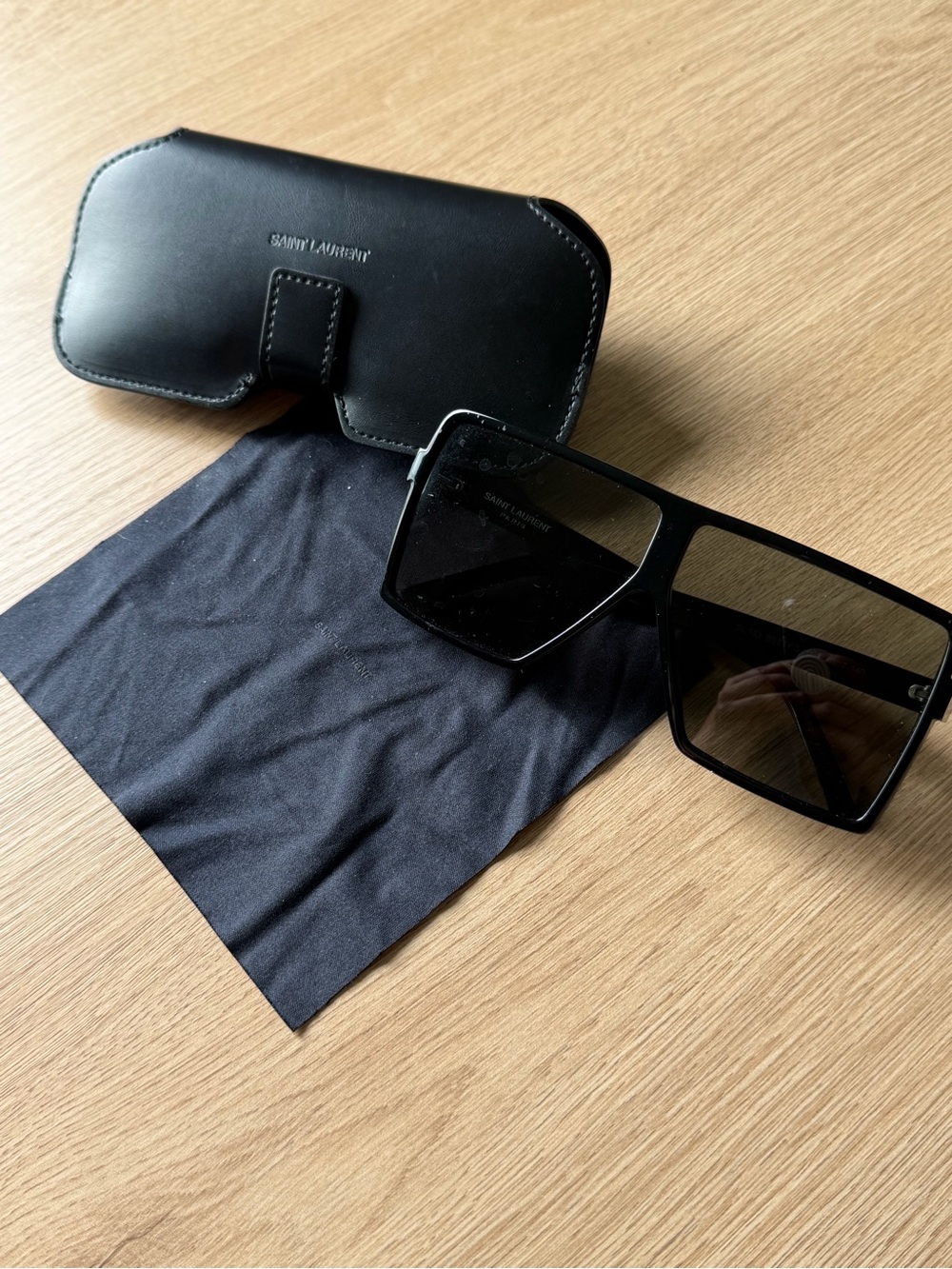 Saint Laurent Black Oversized Shield Sunglasses